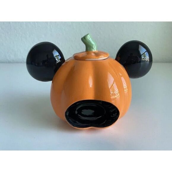 DISNEY Mickey Mouse HALLOWEEN Pumpkin Votive Candle Holder Tea Light Ceramic NEW - Picture 4 of 9